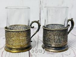 Set Of 5 Antique Norblin & Co. Silver Plate Tea Glass Holders Warsaw