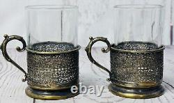 Set Of 5 Antique Norblin & Co. Silver Plate Tea Glass Holders Warsaw