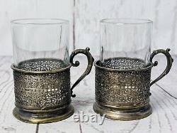 Set Of 5 Antique Norblin & Co. Silver Plate Tea Glass Holders Warsaw
