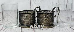 Set Of 5 Antique Norblin & Co. Silver Plate Tea Glass Holders Warsaw