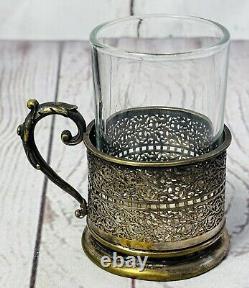 Set Of 5 Antique Norblin & Co. Silver Plate Tea Glass Holders Warsaw