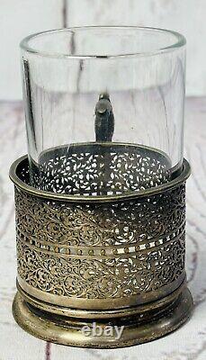 Set Of 5 Antique Norblin & Co. Silver Plate Tea Glass Holders Warsaw