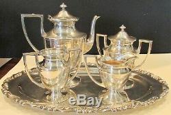 Set of (5) Apollo Sheffield Nickel Silver BRS Tea/Coffee Set with Tray