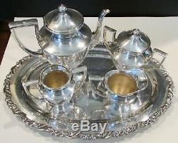 Set of (5) Apollo Sheffield Nickel Silver BRS Tea/Coffee Set with Tray