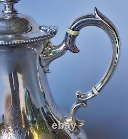 Sheffield Antique Silver Plate Hand Chased Coffee / Teapot