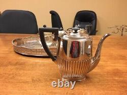 Sheffield EPNS F silver plated 6 piece vintage tea set and serving tray