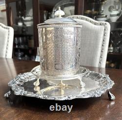 Sheffield England Alpha Plate Tea Caddy-Biscuit Bakelite Finial/3 Claw Feet