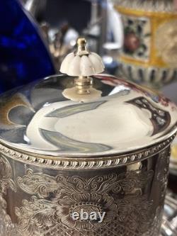 Sheffield England Alpha Plate Tea Caddy-Biscuit Bakelite Finial/3 Claw Feet