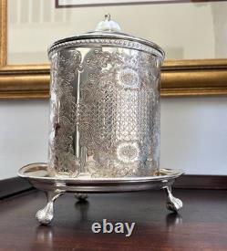 Sheffield England Alpha Plate Tea Caddy-Biscuit Bakelite Finial/3 Claw Feet
