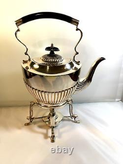 Sheffield England Cheltenham Silver Plate Tea Kettle with Spirit