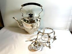 Sheffield England Cheltenham Silver Plate Tea Kettle with Spirit