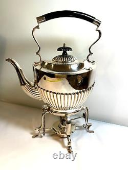 Sheffield England Cheltenham Silver Plate Tea Kettle with Spirit