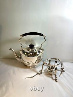 Sheffield England Cheltenham Silver Plate Tea Kettle with Spirit