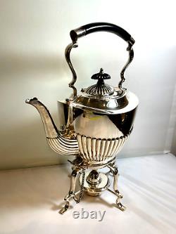 Sheffield England Cheltenham Silver Plate Tea Kettle with Spirit