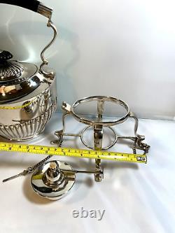 Sheffield England Cheltenham Silver Plate Tea Kettle with Spirit