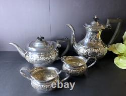 Sheffield H Bros Silver Plate Tea Service Coffee/Teapot 4 Pcs Set England Made
