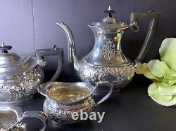 Sheffield H Bros Silver Plate Tea Service Coffee/Teapot 4 Pcs Set England Made