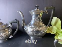 Sheffield H Bros Silver Plate Tea Service Coffee/Teapot 4 Pcs Set England Made