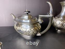Sheffield H Bros Silver Plate Tea Service Coffee/Teapot 4 Pcs Set England Made