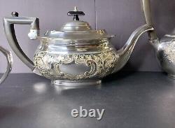 Sheffield H Bros Silver Plate Tea Service Coffee/Teapot 4 Pcs Set England Made