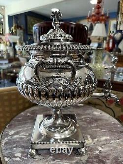 Sheffield Plate Georgian English Hand Chased Ornate Hot Water Tea Coffee Urn