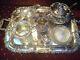 Sheffield Style Hand Chased Silver Tea Set With Tray & Bonus Pieces, 10 Pc Total