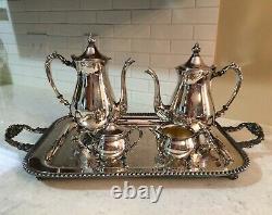 Sheridan Silver on Copper Coffee and Tea Set with Tray