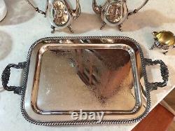 Sheridan Silver on Copper Coffee and Tea Set with Tray