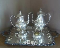 Sheridan Silverplate footed coffee tea set with sugar cream and tray