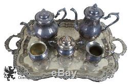 Sheridan Silverplated Footed Coffee Tea Pot Sugar Creamer Pitcher Tray Repousse