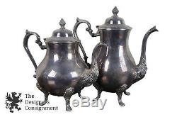 Sheridan Silverplated Footed Coffee Tea Pot Sugar Creamer Pitcher Tray Repousse