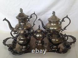 Silver Birmingham Company Silver On Copper 6 Piece Tea Coffee Set