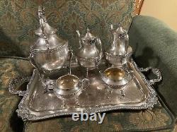 Silver Birmingham Company Silver On Copper 6 Piece Tea Coffee Set