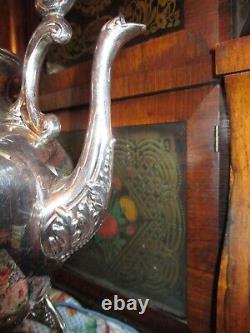 Silver Pated Ornate Tipping Tea Pot Complete with Warmer