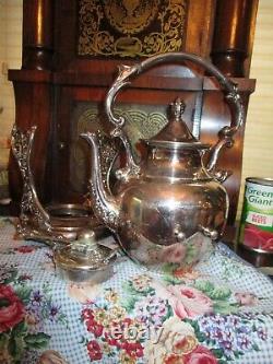 Silver Pated Ornate Tipping Tea Pot Complete with Warmer