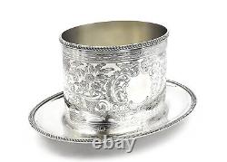 Silver Plate Barker Ellis Footed Tea Caddy Biscuit Box Embossed Oval Tray-SLV292