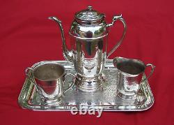 Silver Plate Coffee Tea Set 4 Pieces with Serving Tray