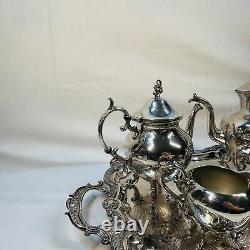 Silver Plate Coffee and Tea Set of 4 plus Butler Tray