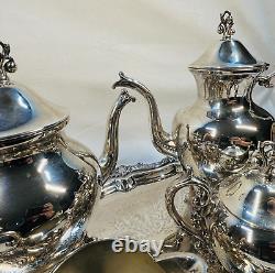 Silver Plate Coffee and Tea Set of 4 plus Butler Tray