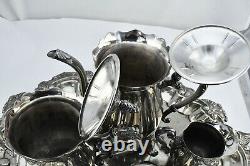 Silver Plate Complete 6pc. Floral Coffee and Tea Set
