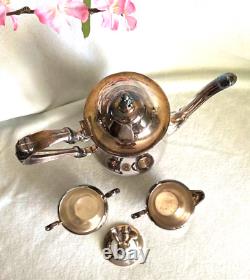 Silver Plate Oneida Tea Pot Coffee Pot, Creamer & Sugar Bowl (4 pcs) Vintage