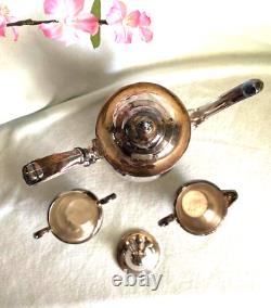 Silver Plate Oneida Tea Pot Coffee Pot, Creamer & Sugar Bowl (4 pcs) Vintage