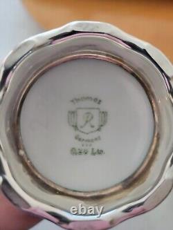 Silver Plate Over Ceramic Coffee & Tea Set w Silver Plated Tray & Pot Coozies