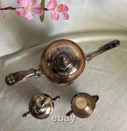 Silver Plate Tea Coffee Pot, Creamer & Sugar Bowl Oneida USA