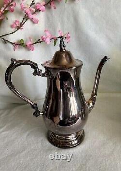 Silver Plate Tea Coffee Pot, Creamer & Sugar Bowl Oneida USA