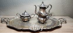Silver Plate Tea Pot Serving Gorham Rosewood Tray YC1604 Yc1603 Yc1601 Yc1607
