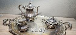 Silver Plate Tea Pot Serving Gorham Rosewood Tray YC1604 Yc1603 Yc1601 Yc1607