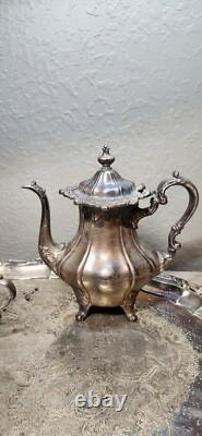 Silver Plate Tea Pot Serving Gorham Rosewood Tray YC1604 Yc1603 Yc1601 Yc1607