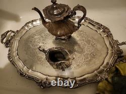 Silver Plate Tea Pot Serving Gorham Rosewood Tray YC1604 Yc1603 Yc1601 Yc1607