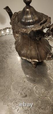 Silver Plate Tea Pot Serving Gorham Rosewood Tray YC1604 Yc1603 Yc1601 Yc1607